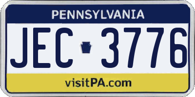 PA license plate JEC3776