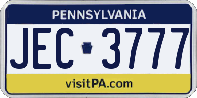 PA license plate JEC3777