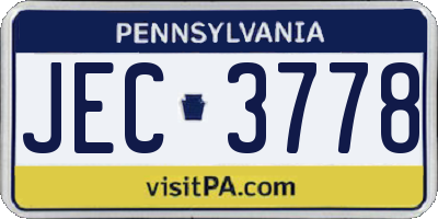 PA license plate JEC3778