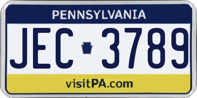 PA license plate JEC3789