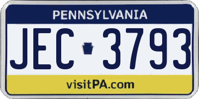 PA license plate JEC3793