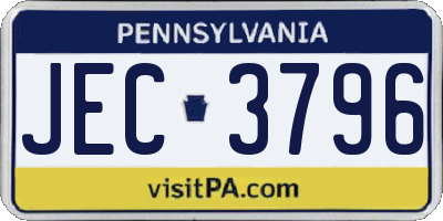 PA license plate JEC3796