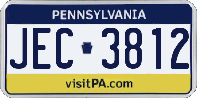 PA license plate JEC3812