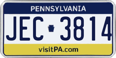 PA license plate JEC3814