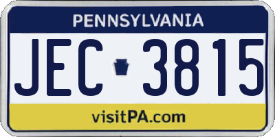 PA license plate JEC3815