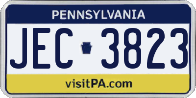 PA license plate JEC3823