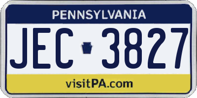 PA license plate JEC3827
