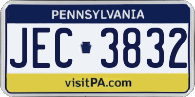 PA license plate JEC3832