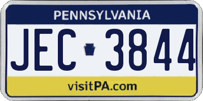 PA license plate JEC3844
