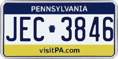 PA license plate JEC3846