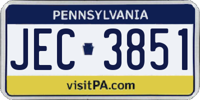 PA license plate JEC3851