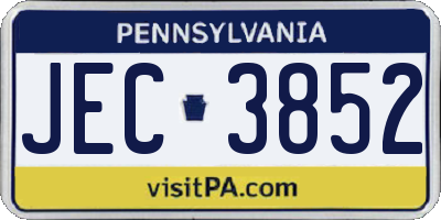 PA license plate JEC3852