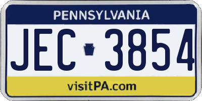PA license plate JEC3854