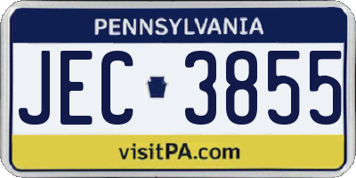 PA license plate JEC3855