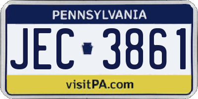 PA license plate JEC3861