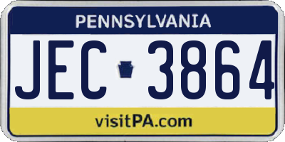 PA license plate JEC3864