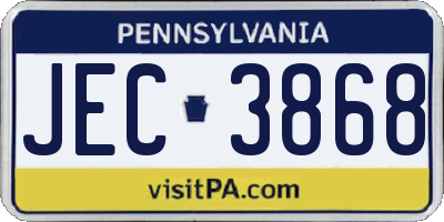 PA license plate JEC3868