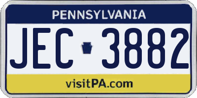 PA license plate JEC3882