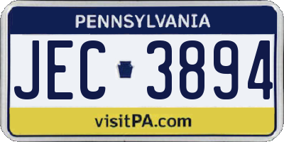 PA license plate JEC3894