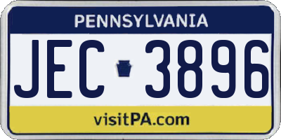 PA license plate JEC3896