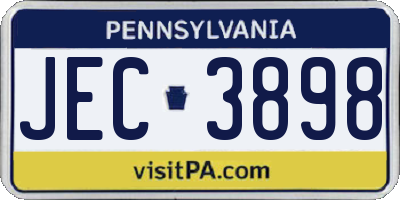 PA license plate JEC3898
