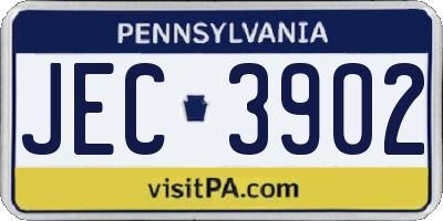 PA license plate JEC3902