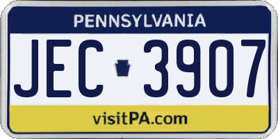 PA license plate JEC3907