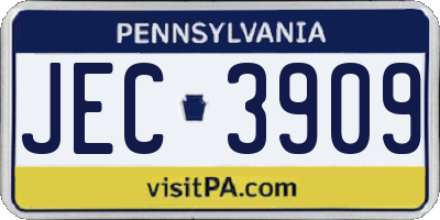 PA license plate JEC3909