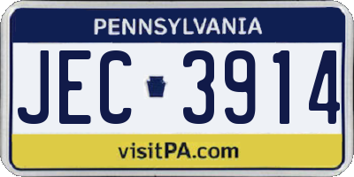PA license plate JEC3914