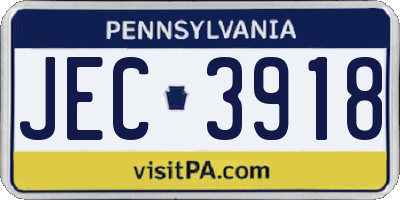 PA license plate JEC3918