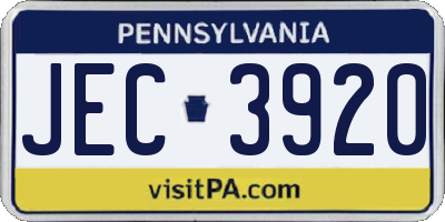 PA license plate JEC3920