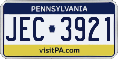 PA license plate JEC3921