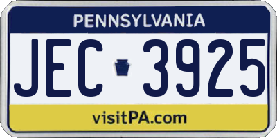 PA license plate JEC3925