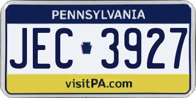 PA license plate JEC3927