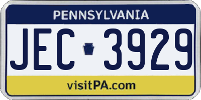PA license plate JEC3929
