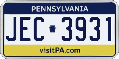 PA license plate JEC3931