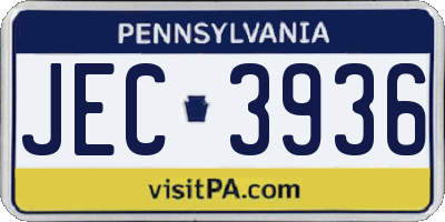 PA license plate JEC3936