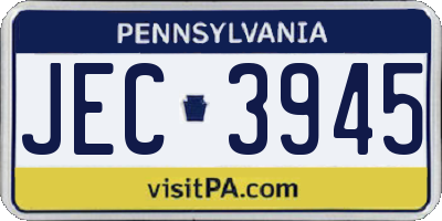 PA license plate JEC3945