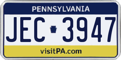 PA license plate JEC3947