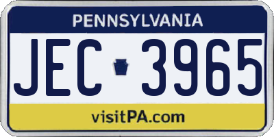 PA license plate JEC3965