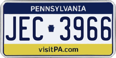 PA license plate JEC3966