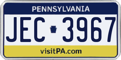 PA license plate JEC3967