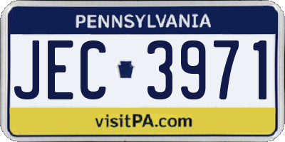 PA license plate JEC3971