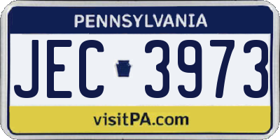 PA license plate JEC3973
