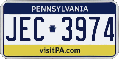 PA license plate JEC3974