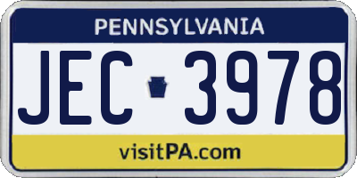 PA license plate JEC3978