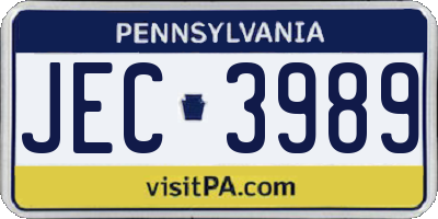 PA license plate JEC3989