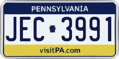PA license plate JEC3991
