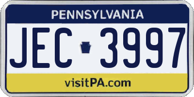 PA license plate JEC3997