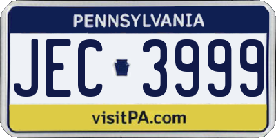 PA license plate JEC3999